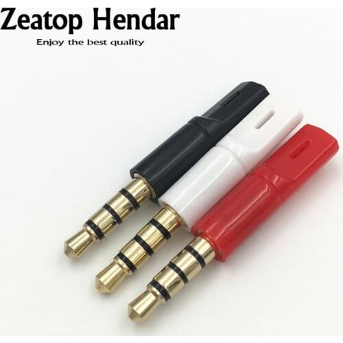 10Pcs 3.5mm 4 Pole Male Headset Jack Audio Plug Adaptor for Flat Cable Earphone DIY Soldering Connector