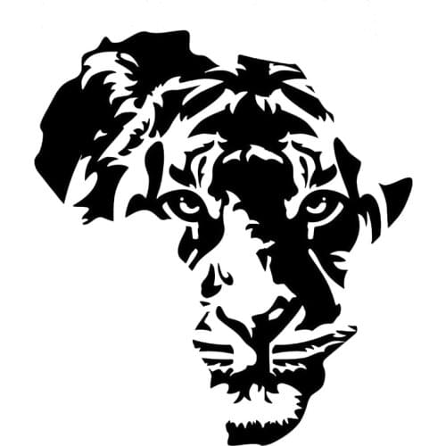 16.3cm*17.8cm Tiger Animal Decor Vinyl Car Sticker Motorcycle Black/Silver S3-5996