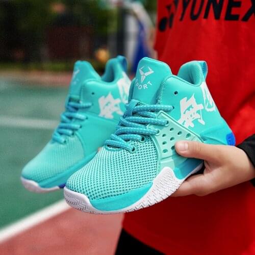 2021 Basketball Shoes Thick Sole Soft Autumn Kids Sneakers Non-Slip Leather Children Sport Shoes Outdoor Autumn Boy Basket Girls