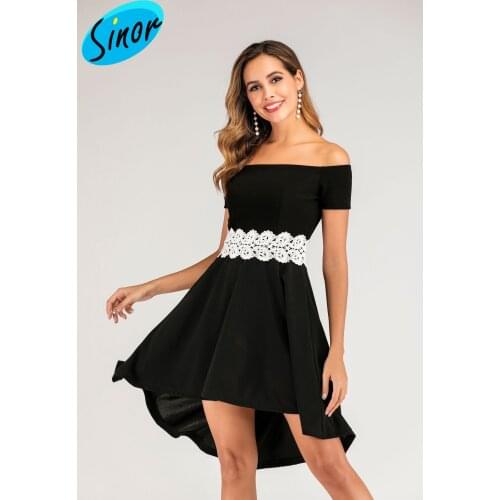 2021 eBay hot spring / summer womens sexy off shoulder dress 2137 office banquet