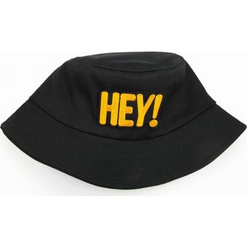 2021 Hey Letter Embroidery Cotton Bucket Hat Fisherman Hat Outdoor Travel Hat Sun Cap Hats for Men and Women 235