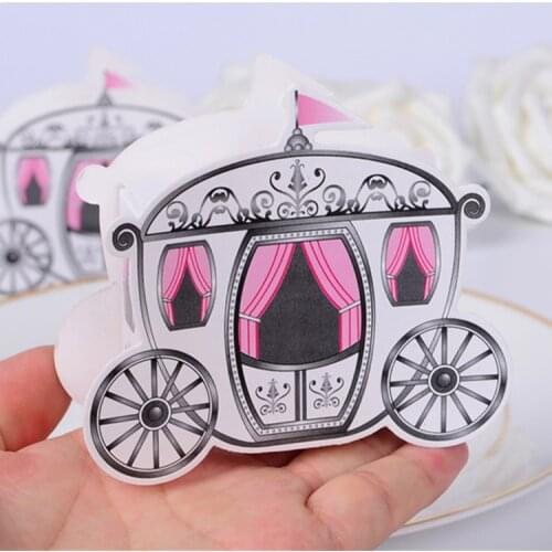30pcs/lot Enchanted Carriage Fairy tale Themed Favor Box Wedding Boxes Cinderella Pumpkin Carriage Candy Boxes