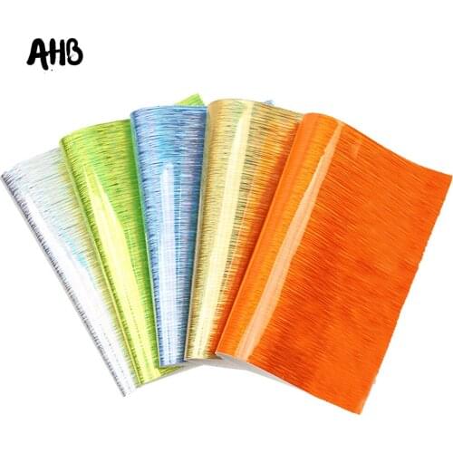 AHB Laser Silk Road Leather Sheets Glitter Silk Thread Pattern Synthetic Leather Material For Bows DIY Handbag Garment Supplier