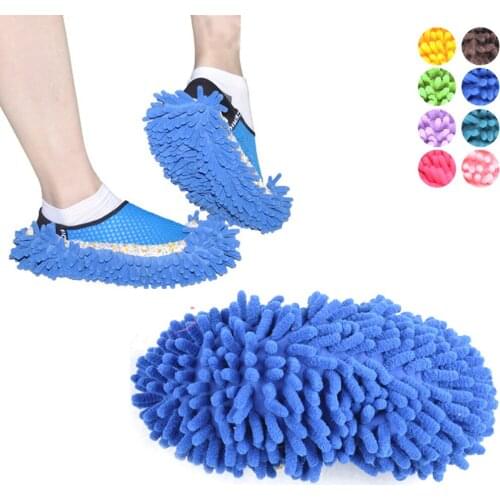 Lazy Mopping Shoes Cover Washable Chenille Fibre House Floor Cleaning Dust Mop Slippers Foot Socks Mop Shoes Duster Cloth