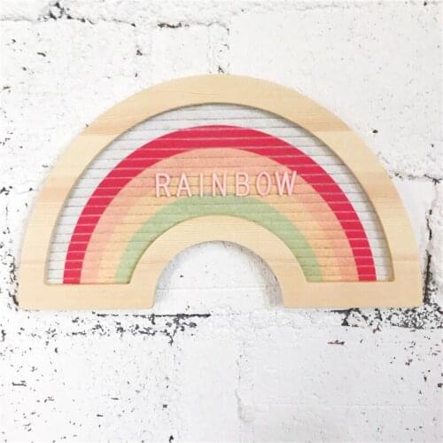 Wood Felt Letter Board Changeable Rainbow Message Memo Board Character Sign Baby Shower Wedding Party Decor Letterboards Frame