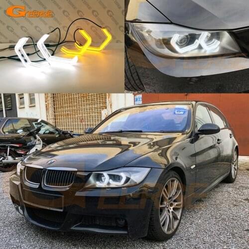 For BMW 3 Series E90 E91 2005-2012 Xenon Headlight Super Bright led 3D Hexagon Angel Eyes M4 Iconic Style crystal Day light