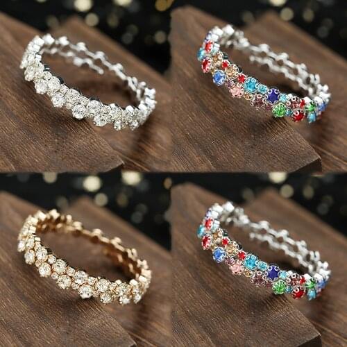 European and American personality, exquisite, multi-layer colorful jewelry, elastic opening rhinestone bracelet, diamond jewelry