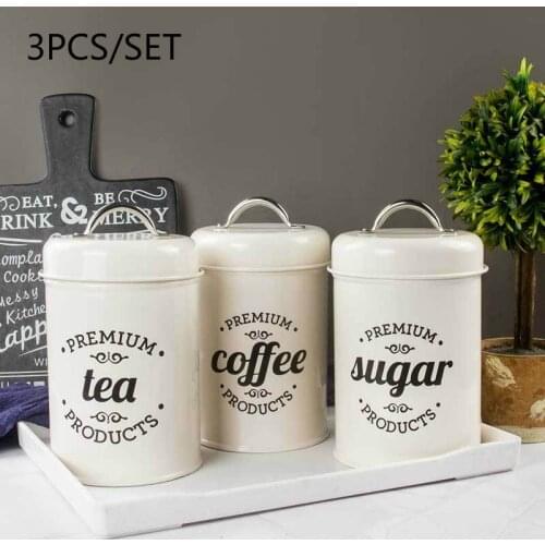 Sealed Tea Coffee Sugar Caddies for Home Kitchen Table Candy Food Storage Box Powder Container Jar with Lids