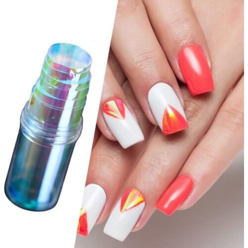 Gradient Nail Sticker Cutting Freely Eye-catching PET Gradient Aurora Nail Sticker for Girl