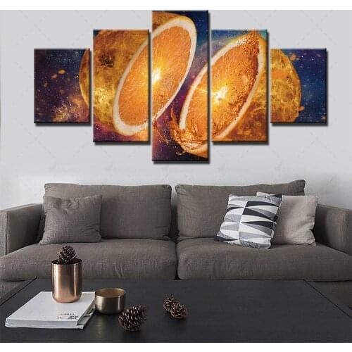 Hd Home Decoration Canvas Fruit Painting Orange Picture Wall Art Prints Modular Modern Frame Food Poster For Living Room 5 Panel