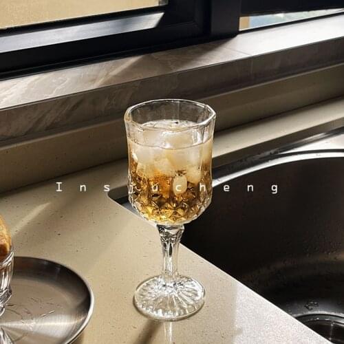 Retro style Lead-free Crystal Cups Whiskey Cups Crystal Sculpture Juice Glass Goblet Wine Glass Crystal Engraved Color Cups