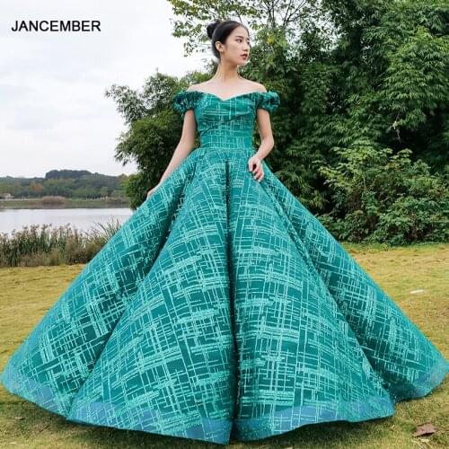 J67004 jancember evening dress 2020 with green sweetheart off shoulder ball gown pattern formal dresses vestidos de formatura