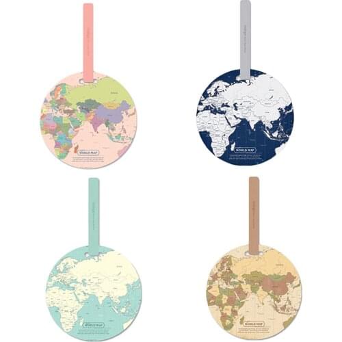 World Map Luggage Tag Travel Accessories Tag Round Shape Suitcase ID Addres Holder Baggage Boarding Tag Portable Label