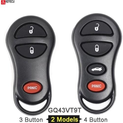 KEYECU FCC:GQ43VT9T 2+1/ 3+1 3 4 Button Remote Key Fob for Chrysler Concorde Neon, for Dodge Interpid Neon Plymouth Neon