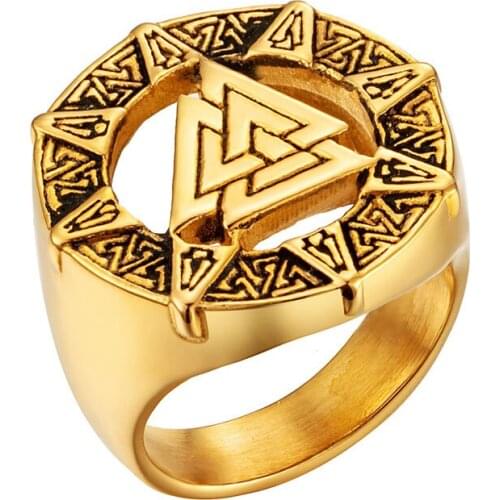 Valily Norse Viking Ring Celti Knot Amulet Ring Stainless Steel Punk Odin Symbol Motor Biker Rings Jewelry for Man Wholesale