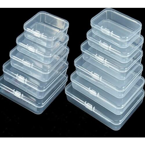 4 Sizes Clear Lidded Small Plastic Box For Trifles Parts Tools Storage Box Jewelry Display Box Screw Case Beads Container New