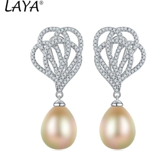 Laya Shell Pearl Earrings For Women Pure 925 Sterling Silver Shiny White Cubic Zirconia Drop Earrings Fine Jewelry 2021 Trend