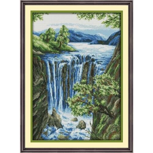 Waterfall (3) cross stitch kit 18ct 14ct 11ct count printed canvas stitching embroidery DIY handmade needlework
