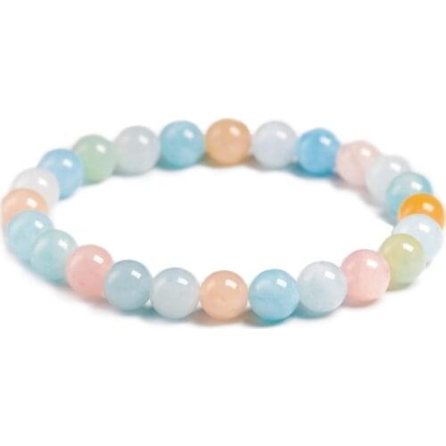 Natural Multicolor A+ Morganite Stones Beads Strand Bracelet Accessories for Women Girls Gift Handmade Fine Jewelry