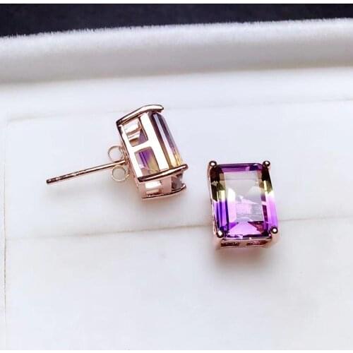 New Fashion Ametrine Earring Natural And Real 925 sterling silver Natural And Real Ametrine Earring