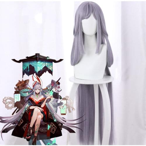 Game Onmyoji Mobile SP Ukiyo-e Green Light Purple Mixed Green Long Straight Hair Cos Wig Anime Women Long Hair Game Perform Wig