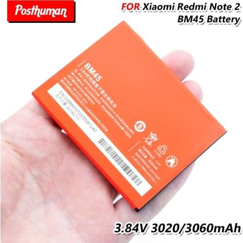 3060mAh BM45 Rechargeable Lithium Li-Po Replacement Battery Genuine BM-45 BM 45 Battery For Xiaomi Redmi Note 2 Hongmi Note 2
