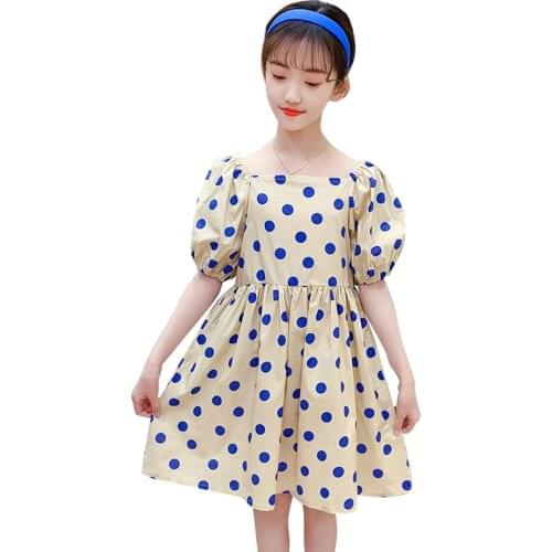 Dress For Girls Dot Pattern Dresses For Girl Casual Style Children Dresses Summer Girls Clothing 6 8 10 12 14
