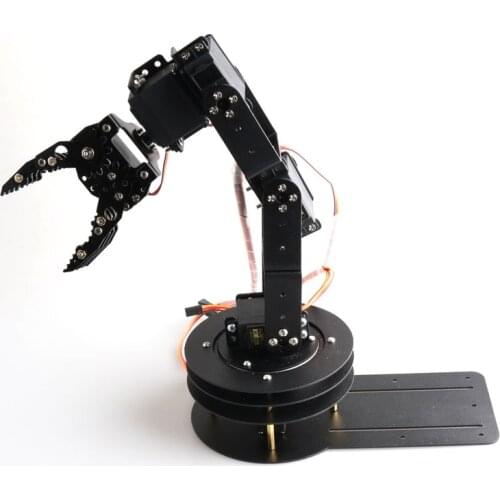 Robotic Manipulator 6 Dof Metal Robot Arm (3D Rotation Base+ Metal Mechanical Claw + 6 pcs High Torque Servos RC Toy