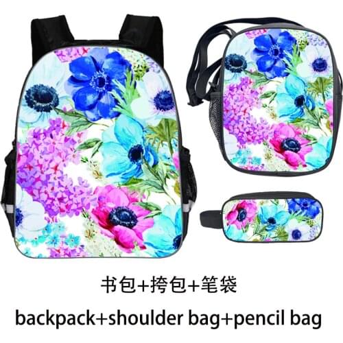 Flower Dinosaur Backpack Set Teenagers Girls Boys Toddler Cat Kid School Book Bags Men Women Rock Mochila Bolsa