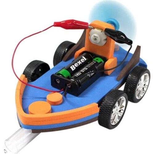DIY Wind Power Aerodynamic Speedboat Amphibious Electric Boat Vehicle Model Kids Students Science Toy Lab Experiment Kit
