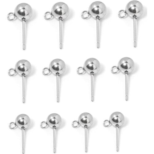 30pcs/lot 3/4/5/6mm Stainless Steel Pin Findings Stud Earring Basic Pins Stoppers Connector For DIY Jewelry Making Accessories