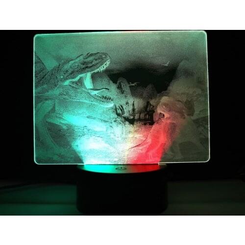 Dinosaur Open Mouth Roar 3D LED Lamp Anime Figure Acrylic Light Guide Plate Home Decoration for Children Festival Birthday Gifts