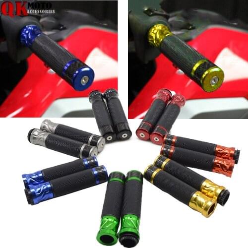 Universal 7/8" Motorcycle Handlebar Hand Grips CNC Aluminum + None-Slip PVC Rubber Grip for Honda MSX125 CBR600R CB650F