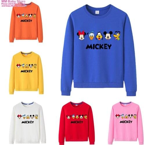 Spring Fall Hot Cartoon Kids Boys Fashion Mickey Mouse Edition Round Neck Printing Loose Pullover Sweatshirts Children Clothing
