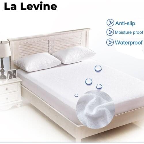 Waterproof Bed Cover Solid Color Terry Cloth Bedspreads Anti-skid Mattress Dustproof Anti-mite Bed Spread Set Childrens Adult
