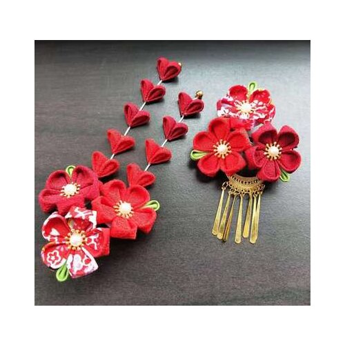 Hand made Japanese Japanese and wind LOLITA kimono hanfu flowers tire manual tassel hair clip hairpin