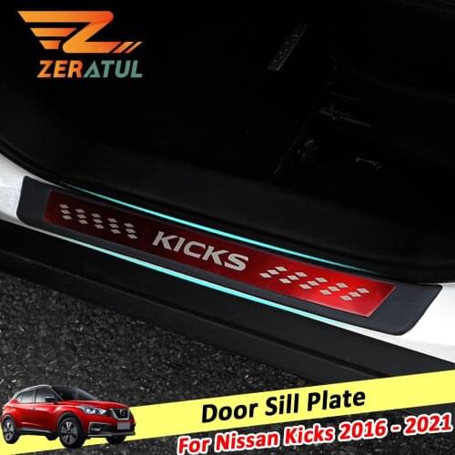 Zeratul Auto for Nissan Kicks 2016 2017 2018 2019 2020 2021 Accessories Car Door Sill Plate Auto Pedals Protector Cover Sticker