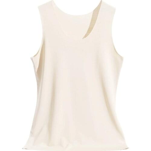 2021 New Women Seamless Tank Top Wide Shoulder Straps Ice Silk Slim Vest Basic Underwear