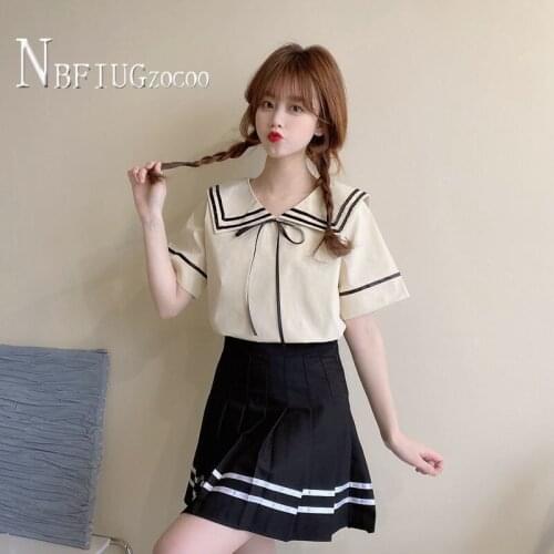 2021 Summer New Short Sleeve French Style Blouse And Pleated Skirt Women Sets