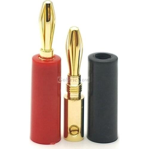 1 Set 4mm Banana Plug Connector Red+Black Amplifier Speaker Terminal Binding Post Solder-free Banana Socket Connector