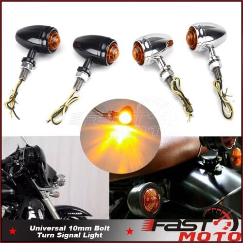 1Pair 10mm Mounting Bolt Flasher Lighting Polish Metal Housing Led Motorcycle Turn Signal Lights Universal For Harley Cafe Racer