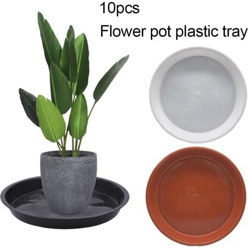 10Pcs 10Sizes Plastic Round Shape Home Garden Flower Pot Planter Tray Saucers