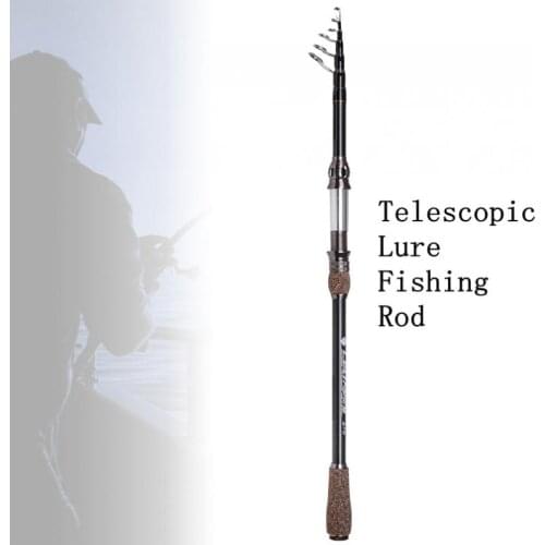 2.4m Black Carbon Fiber Fishing Rod 6 Section Telescopic Ultra Light Travel Sea Fishing Rod