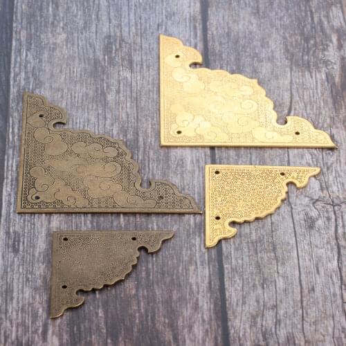 2Pcs Antique Bronze/Brass Copper Jewelry Box Corner Bracket Wooden Case Decorative Corner Protector Furniture Hardware 48mm/75mm