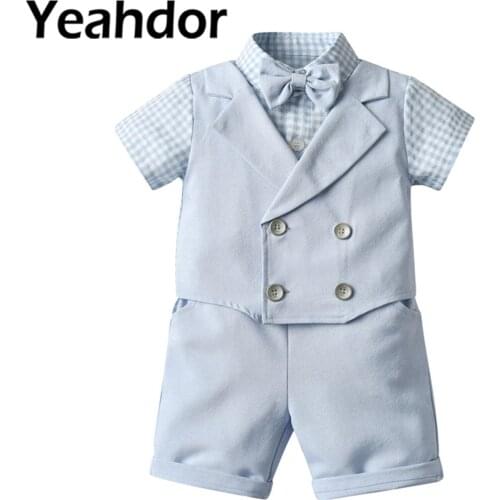 2Pcs Baby Boys Formal Suits Kids Gentleman Outfit Birthday Party Christening Baptism Wear Flower Boys Clothes Wedding Dress Suit