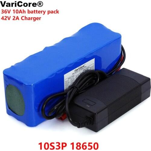 36V 10000mAh 500W High Power and Capacity 42V 18650 Lithium Battery Motorcycle Electric Car Bicycle Scooter with + 2A Charger