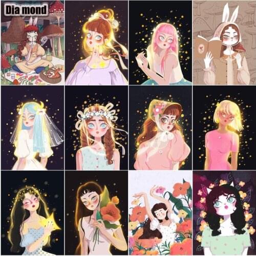5D Diamond Embroidery Fairy Princess Full Drill Diamond Painting Cartoon Girl Mosaic Cross Stitch Girl Rhinestones Pictures