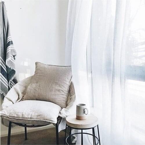 Linen Voile Curtains Fabric - Natural White and Off White Colors 280cm Width 100GSM Weight