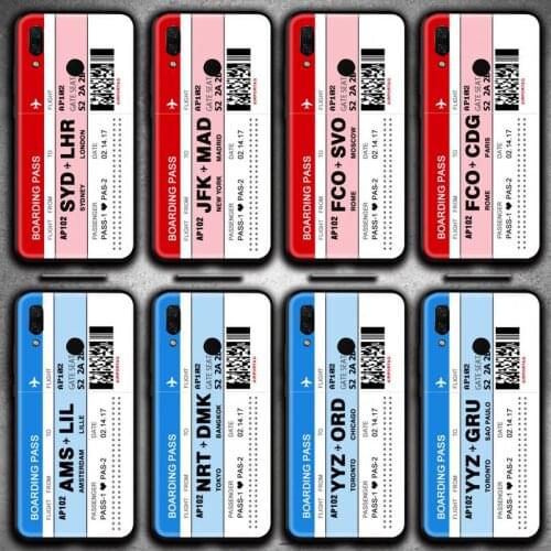 Air Ticket Plane Boarding Pass Phone Case Huawei Y6P Y8S Y8P Y5II Y5 Y6 2019 P Smart Prime Pro