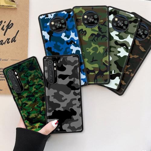 Green Camouflage Heart Case For Xiaomi Mi Poco X3 NFC 10T Pro 5G Note 10 Lite 10S 11 9T M3 9 SE Silicone Phone CC9 Coque Fundas